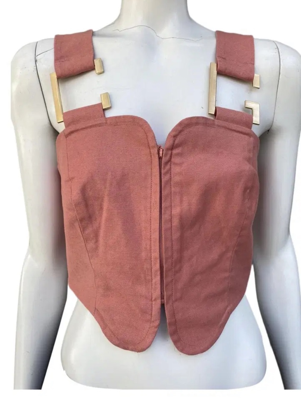 Women's Cult Gaia Dusty Rose Structured Zip-Front Crop Top - XL